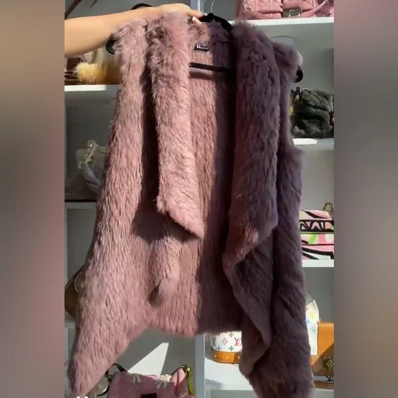 Love Token Mauve Angora Fur Vest Jacket - Picture 3 of 12